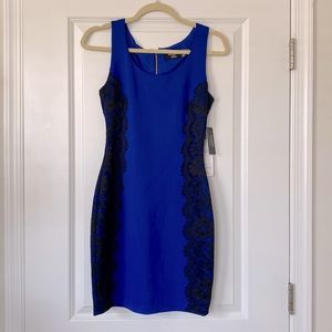 NWT Guess Royal Blue Black Lace Dress